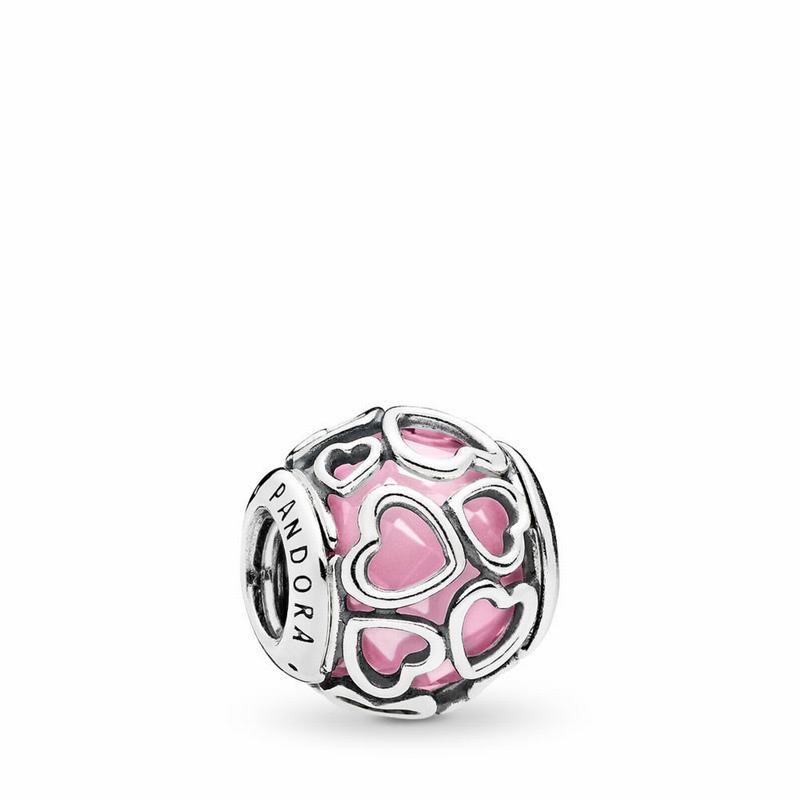 Pandora Encased In Love Charm - Sterling Silver/Pink/Cubic Zirconia - Canada | CM1213FC